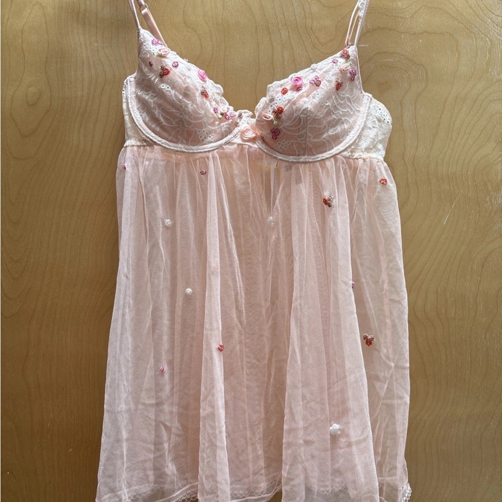 Victoria’s Secret Babydoll Lingerie with Floral Embroidery